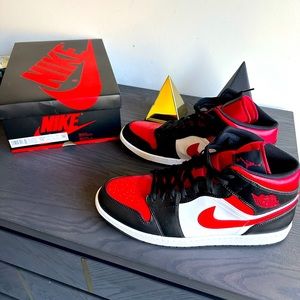 Air Jordan 1 Retro - Black and Red - worn once. Right shoe has a crease